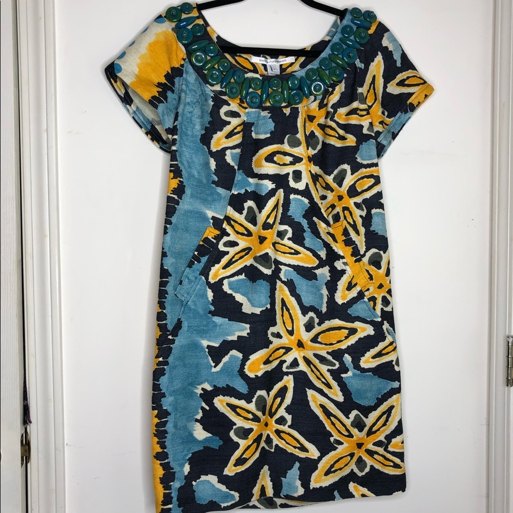 Diane von Furstenberg Beaded Pocket Dress